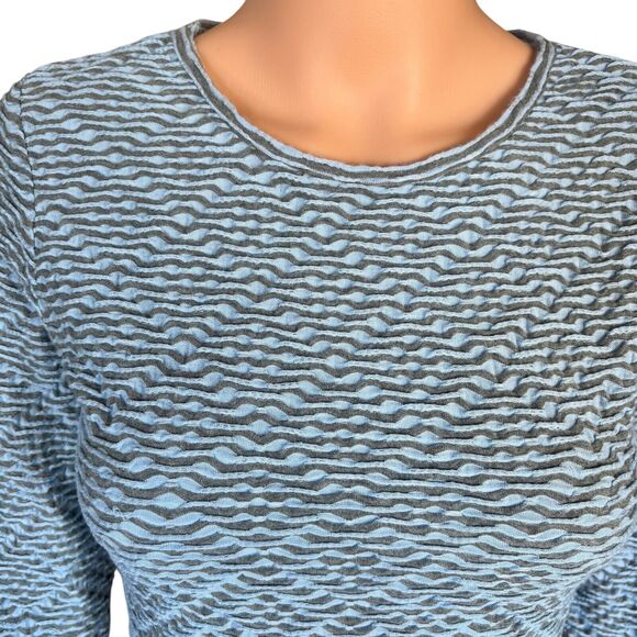 Klok Denmark Size XS Blue Textured Knit 3/4 Sleeve Dress + Cardigan Set - Picture 5 of 6